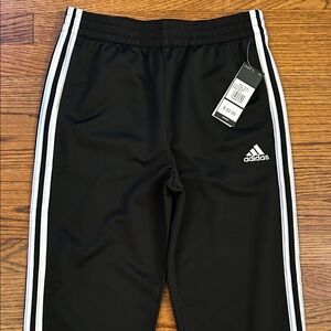 NWT Adidas Kids Black Joggers with White Stripes